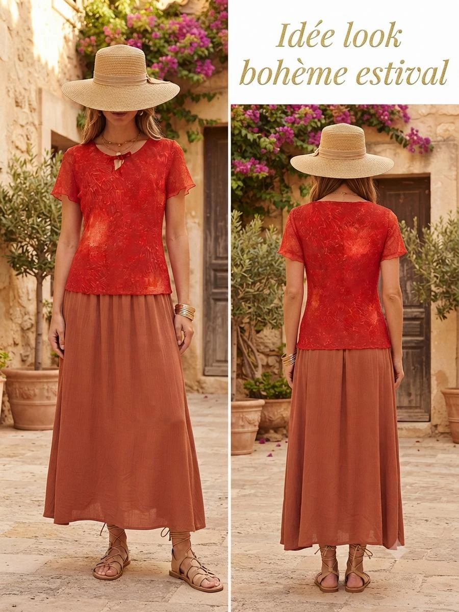 ❤️ Textured red Celaia voile tunic – Size 40 – photo 8
